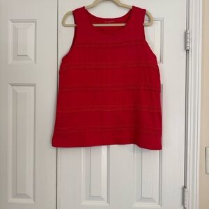 Talbots Pink Sleeveless Tee with Subtle Stitch Trim